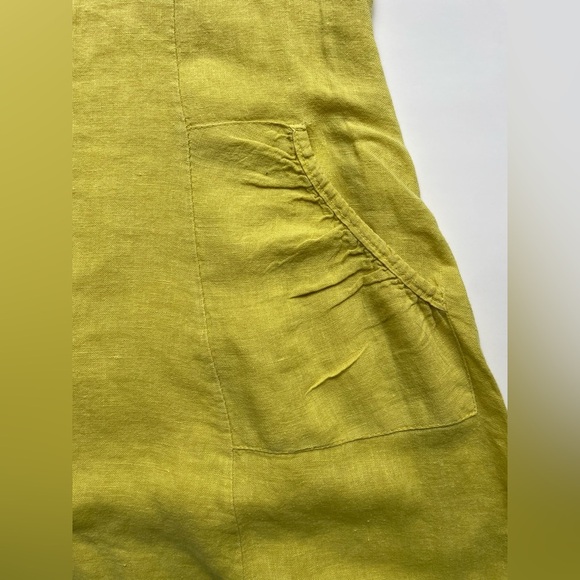 lina rigoli linen Yellow Sleeveless Asymmetrical Dress a line pockets - Picture 8 of 8